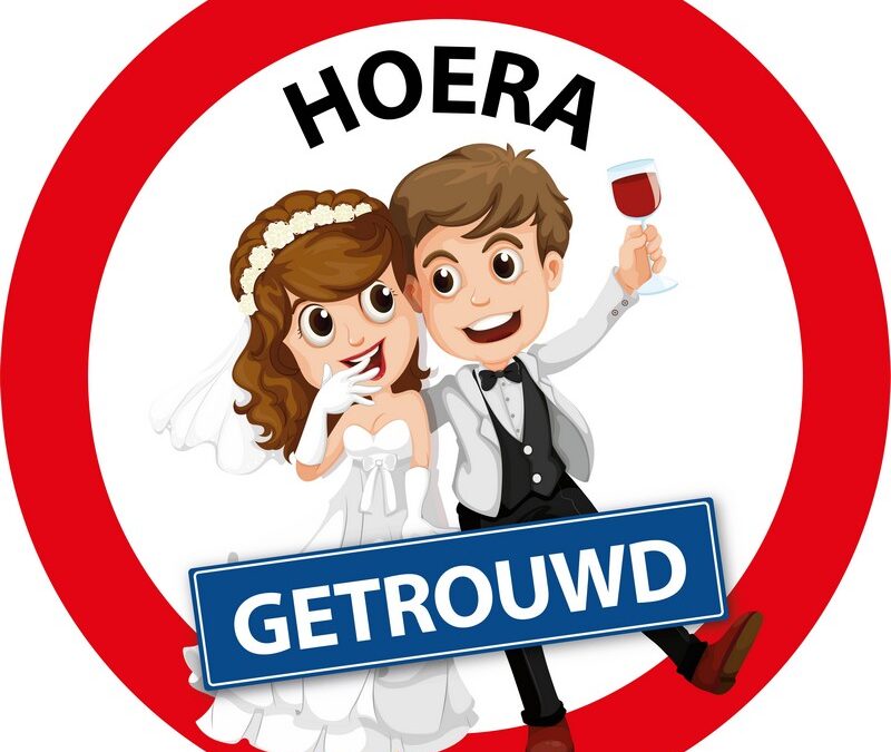 Feestbord Hoera getrouwd